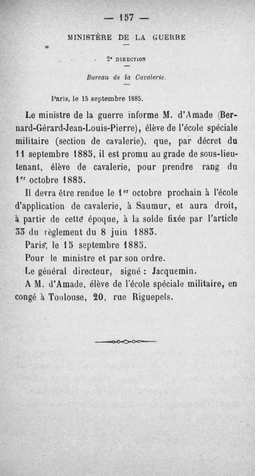 Fac-similé de la page 174 du recueil, où figure cet acte
