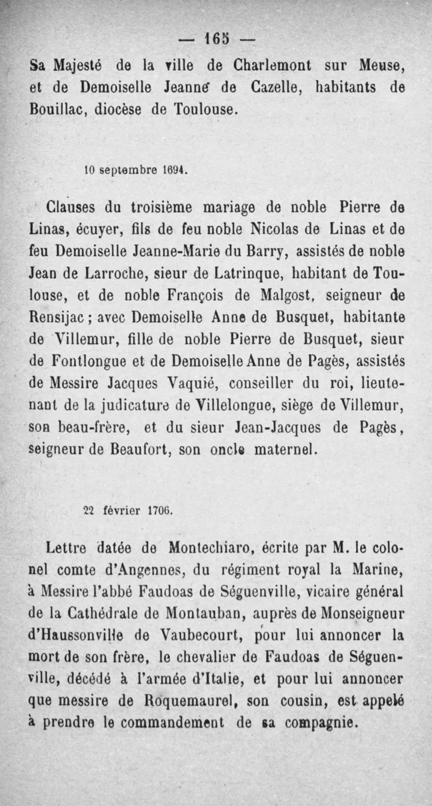 Fac-similé de la page 182 du recueil, où figure cet acte