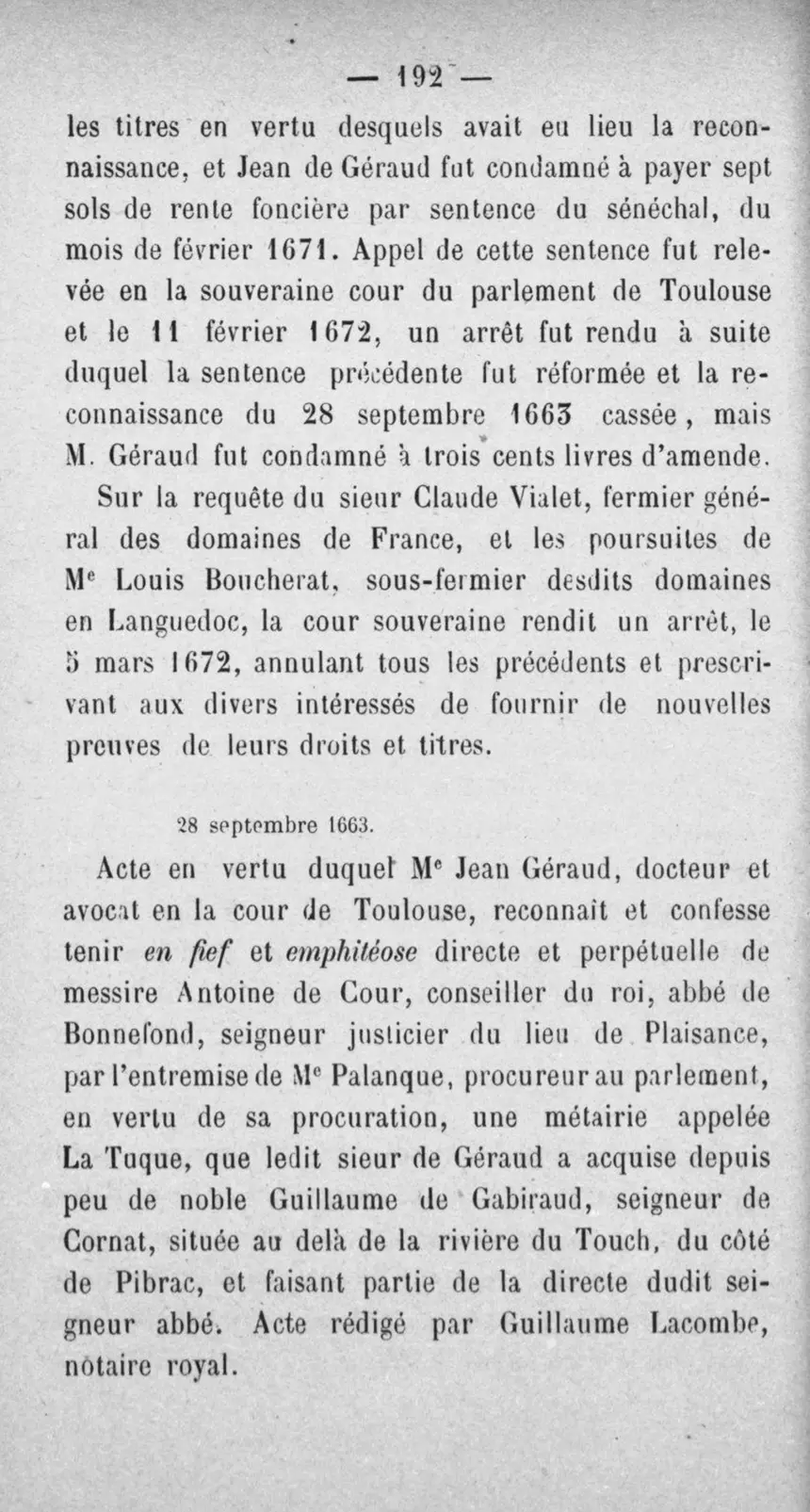 Fac-similé de la page 209 du recueil, où figure cet acte