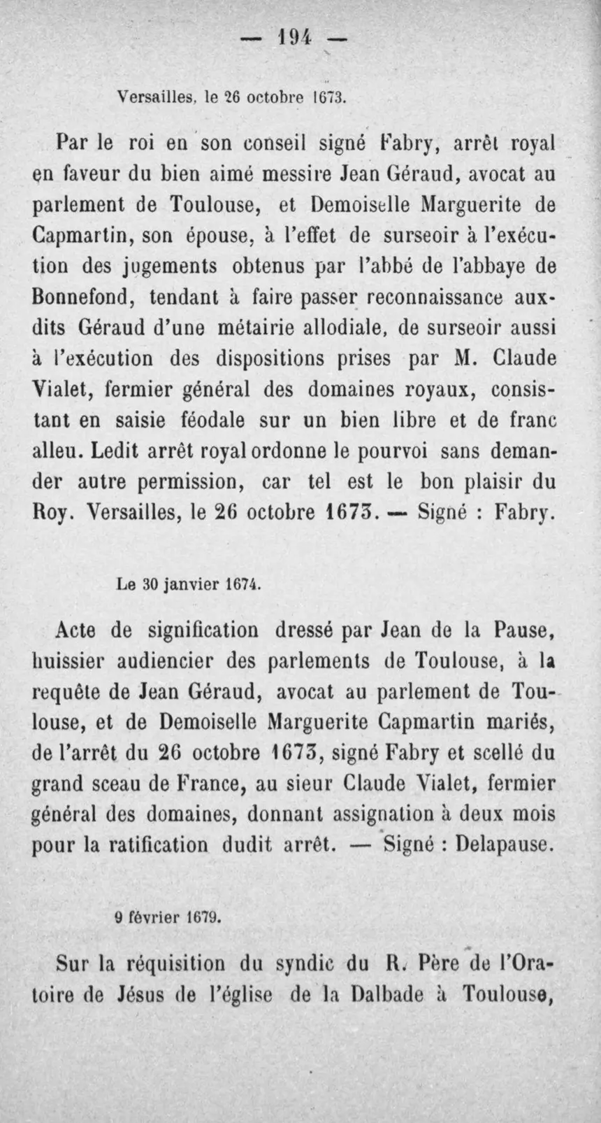 Fac-similé de la page 211 du recueil, où figure cet acte