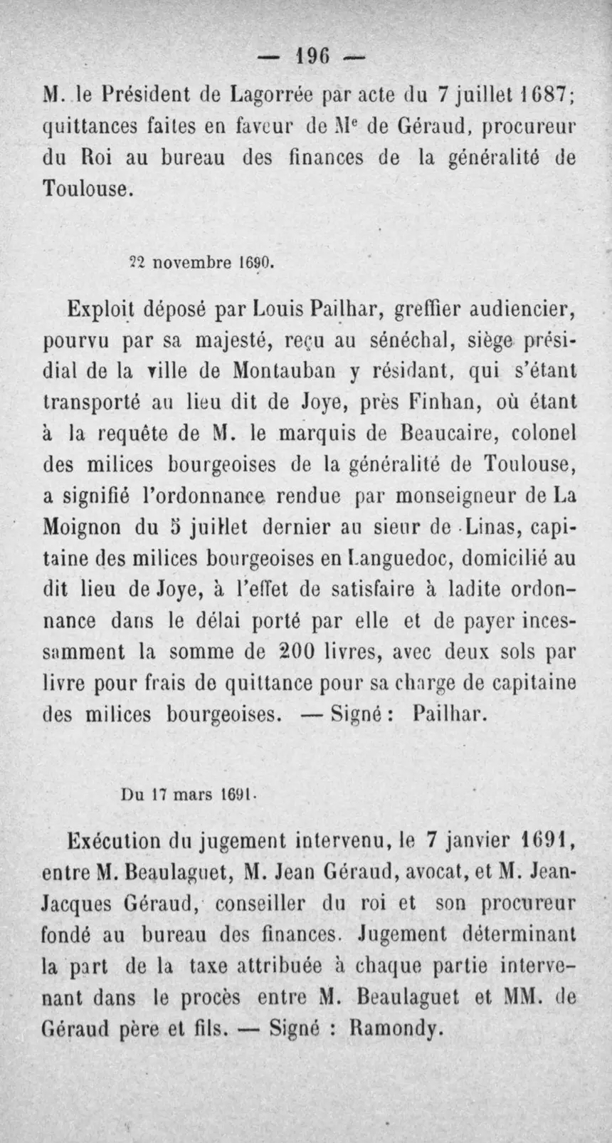 Fac-similé de la page 213 du recueil, où figure cet acte