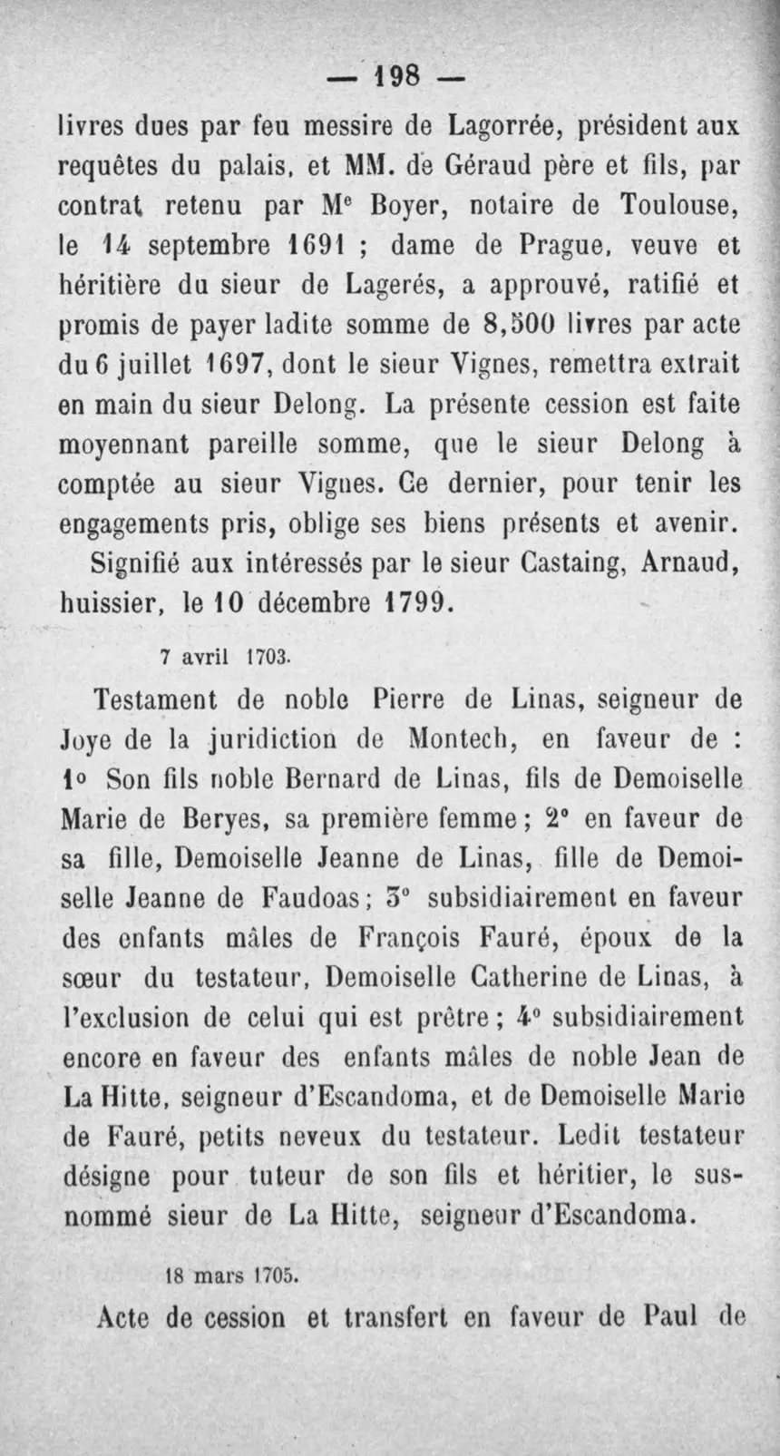 Fac-similé de la page 215 du recueil, où figure cet acte