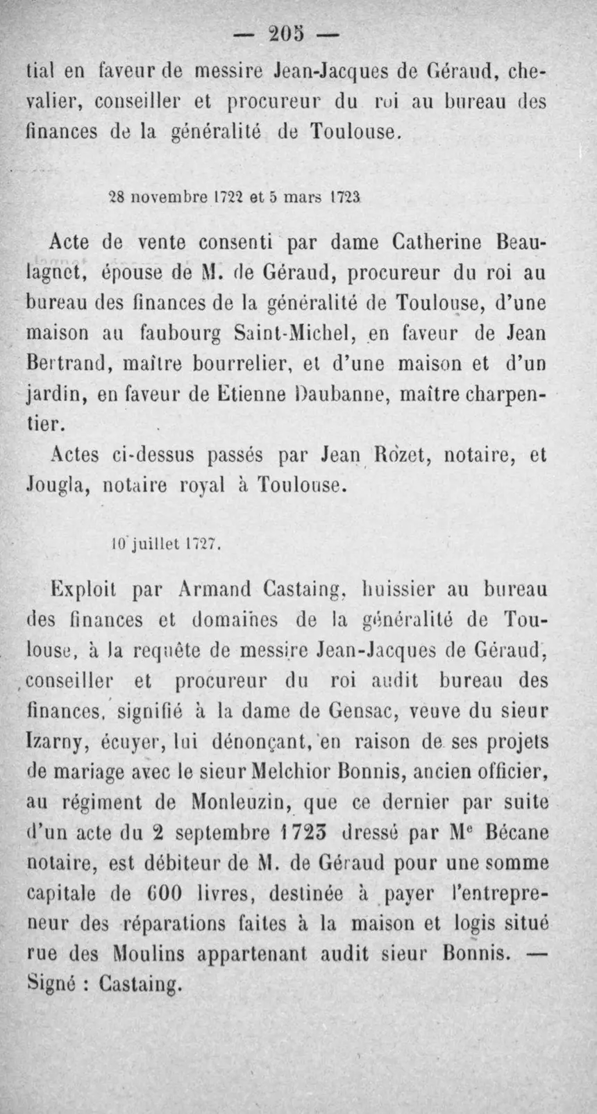 Fac-similé de la page 222 du recueil, où figure cet acte
