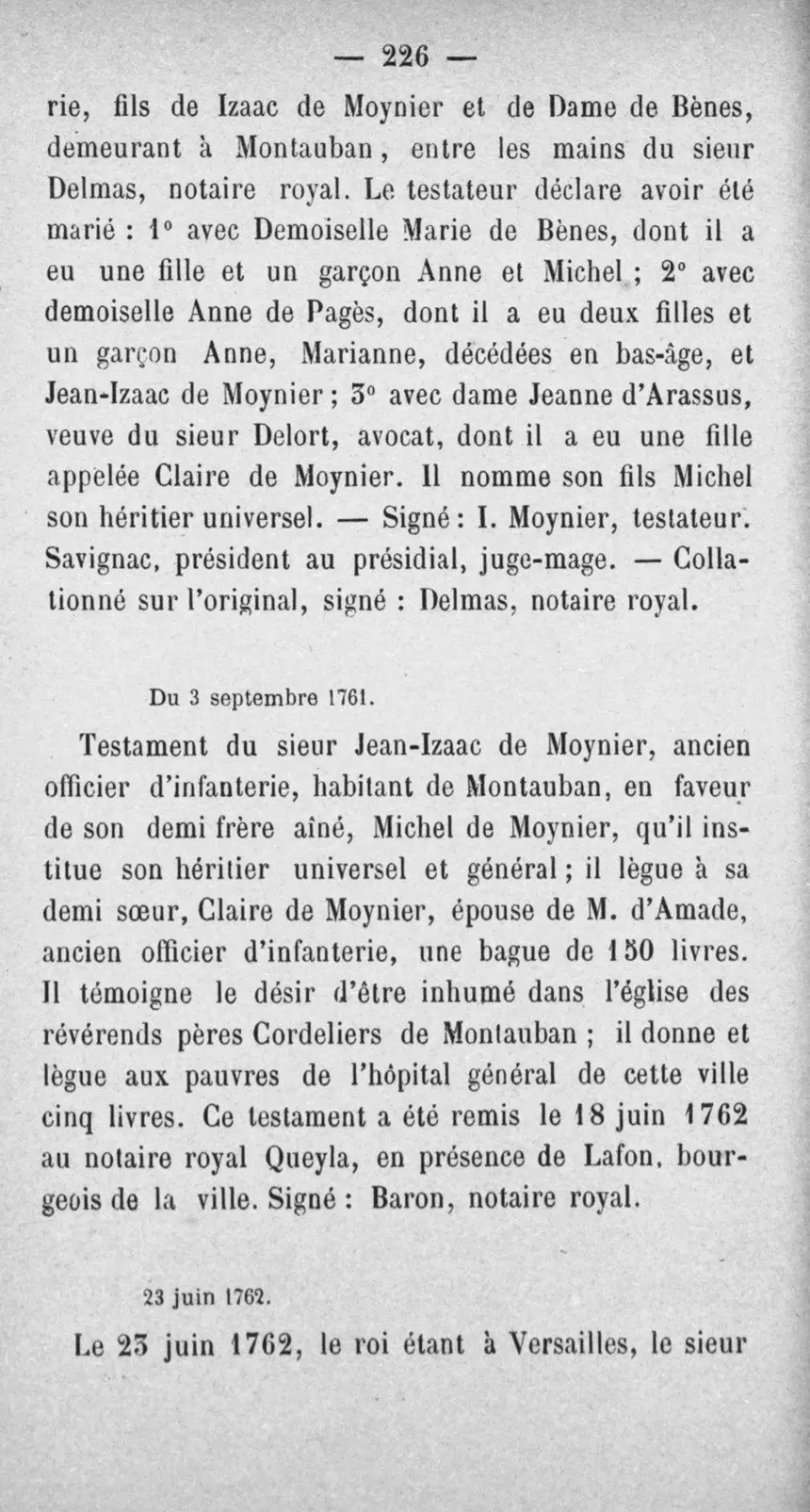 Fac-similé de la page 243 du recueil, où figure cet acte