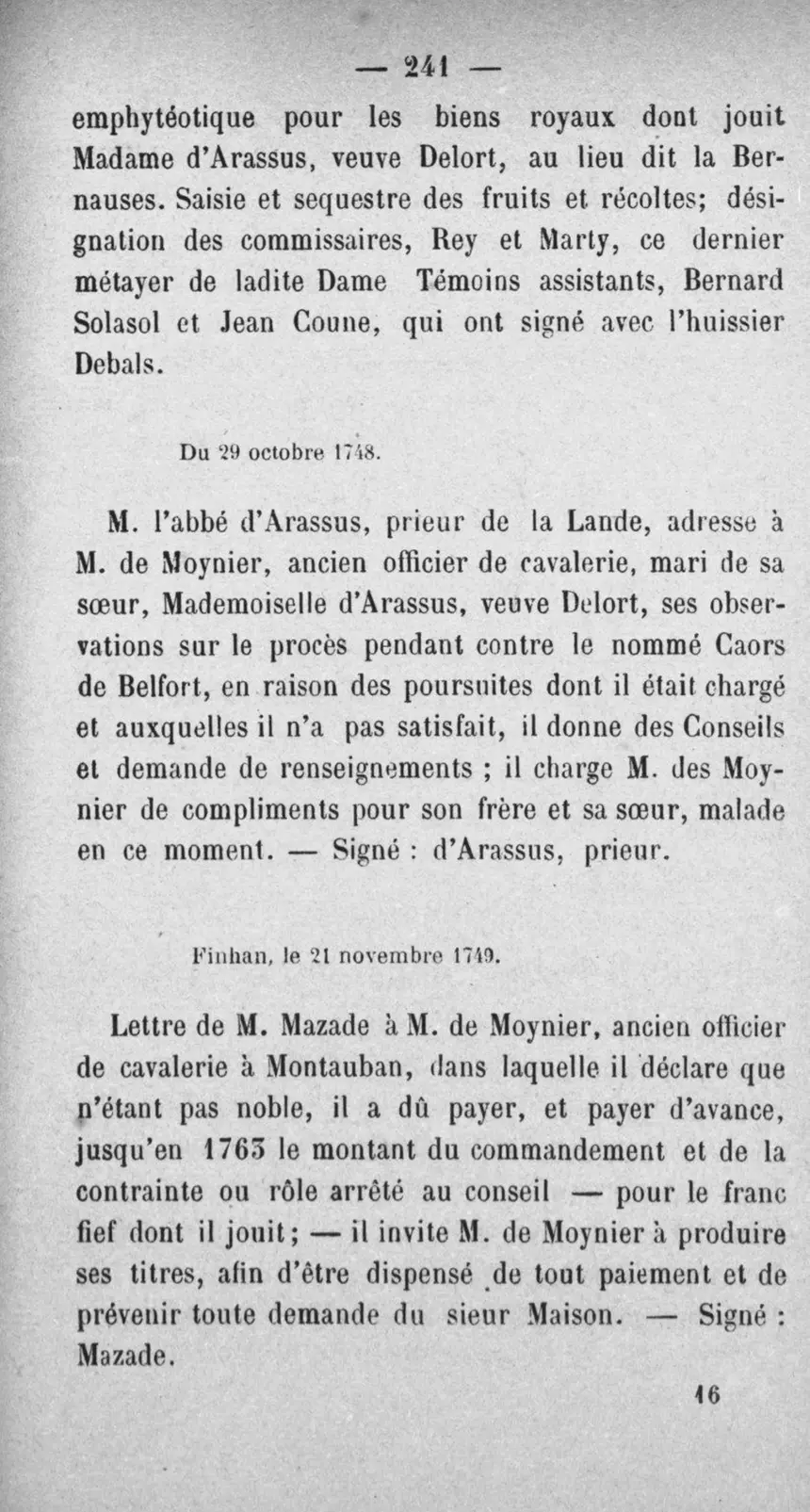 Fac-similé de la page 258 du recueil, où figure cet acte
