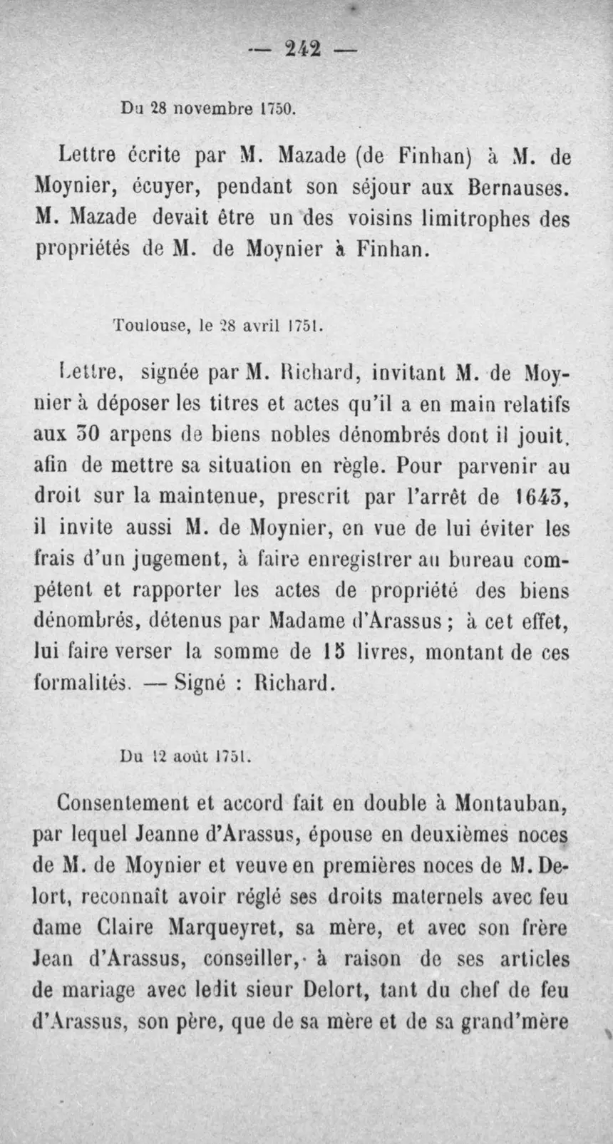 Fac-similé de la page 259 du recueil, où figure cet acte