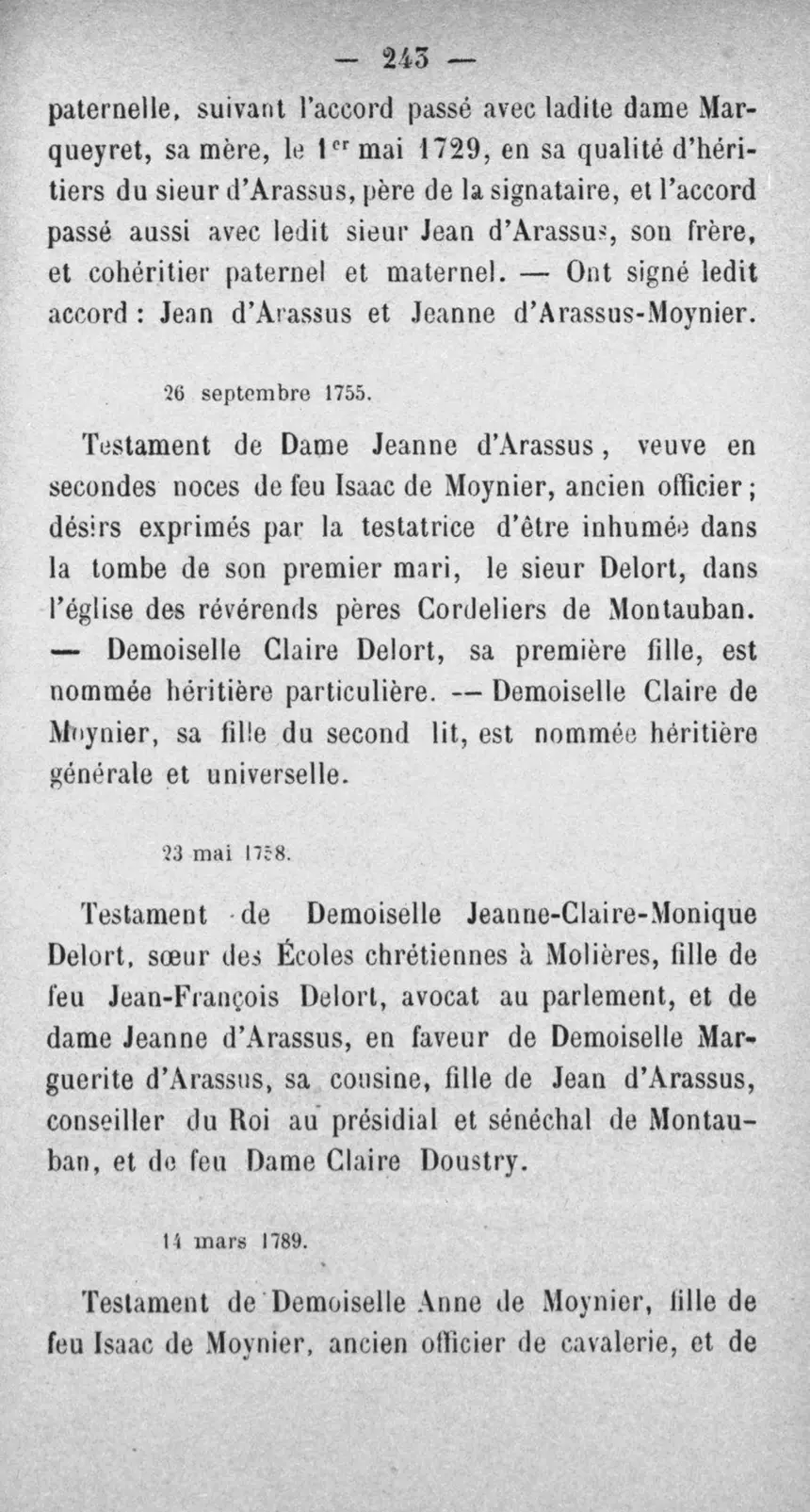 Fac-similé de la page 260 du recueil, où figure cet acte