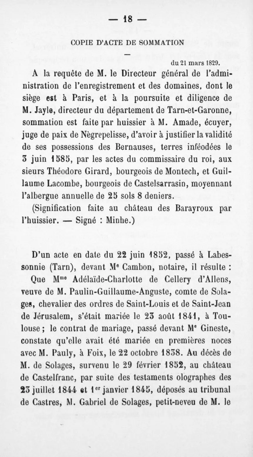 Fac-similé de la page 22 du recueil, où figure cet acte