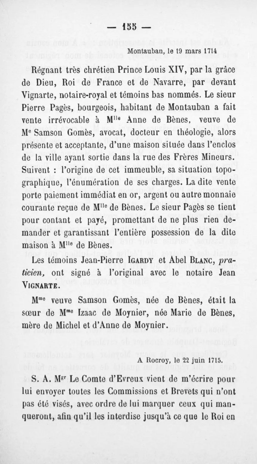 Fac-similé de la page 159 du recueil, où figure cet acte