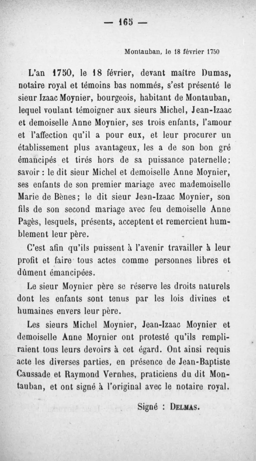 Fac-similé de la page 169 du recueil, où figure cet acte