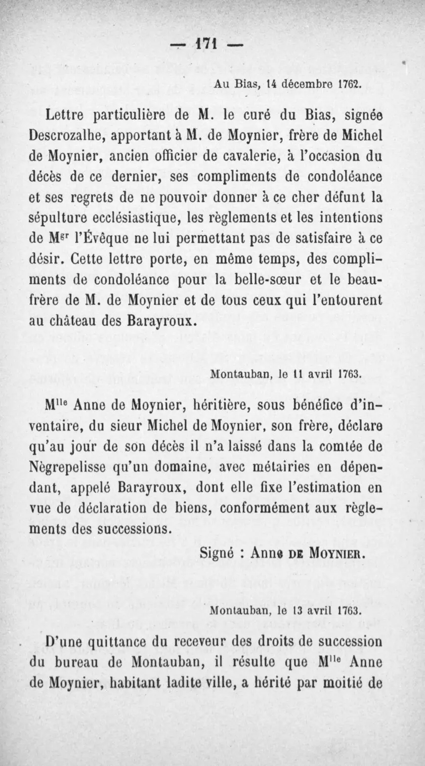 Fac-similé de la page 175 du recueil, où figure cet acte